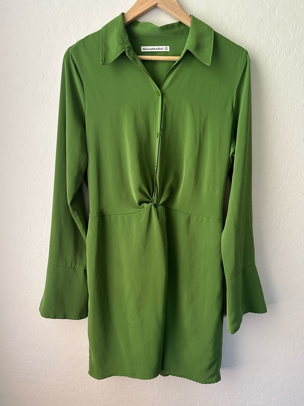 Abercrombie & Fitch Olive Green Long-Sleeve Mini Dress